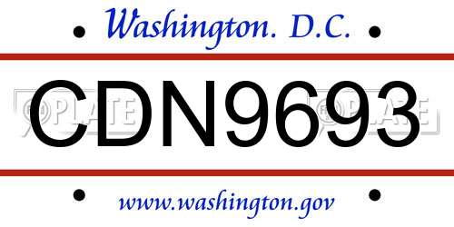 CDN9693 District Of Columbia License Plate