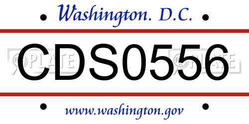 CDS0556 District Of Columbia License Plate
