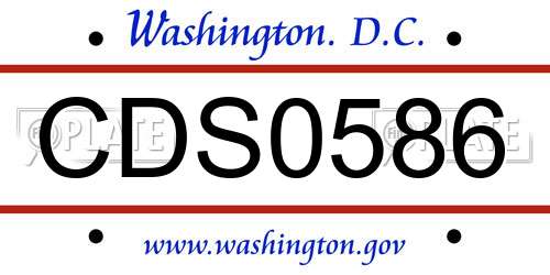 CDS0586 District Of Columbia License Plate