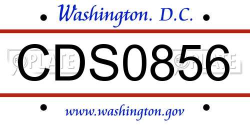 CDS0856 District Of Columbia License Plate