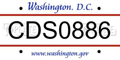 CDS0886 District Of Columbia License Plate