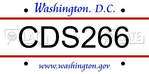 CDS266 District Of Columbia License Plate