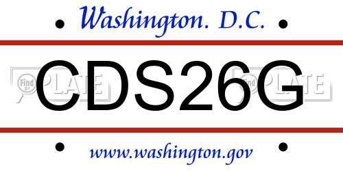 CDS26G District Of Columbia License Plate