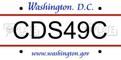 CDS49C District Of Columbia License Plate