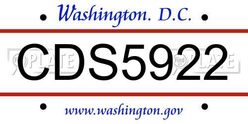 CDS5922 District Of Columbia License Plate
