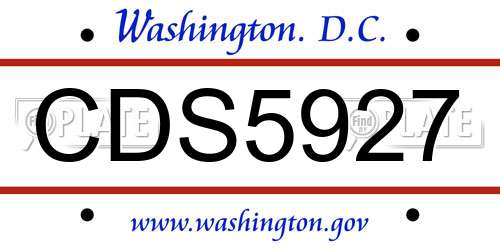 CDS5927 District Of Columbia License Plate