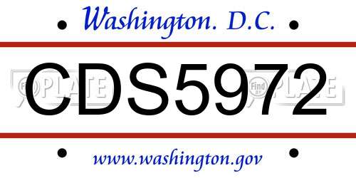 CDS5972 District Of Columbia License Plate