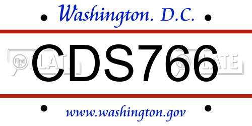 CDS766 District Of Columbia License Plate