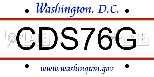CDS76G District Of Columbia License Plate