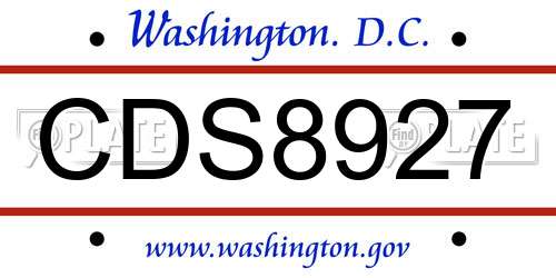 CDS8927 District Of Columbia License Plate