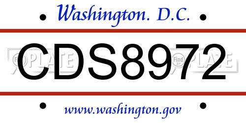 CDS8972 District Of Columbia License Plate
