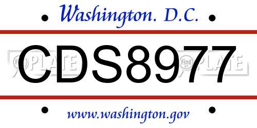 CDS8977 District Of Columbia License Plate