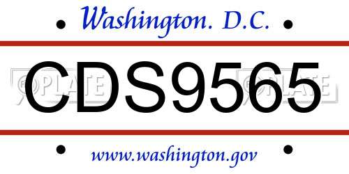 CDS9565 District Of Columbia License Plate