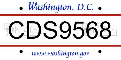 CDS9568 District Of Columbia License Plate