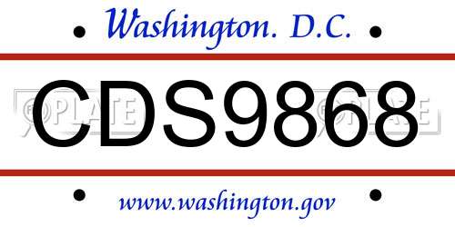 CDS9868 District Of Columbia License Plate