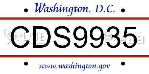 CDS9935 District Of Columbia License Plate