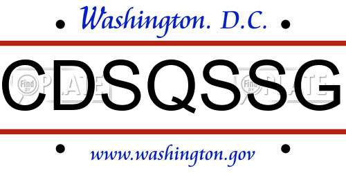 CDSQSSG District Of Columbia License Plate
