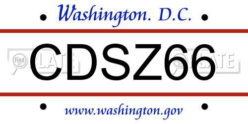 CDSZ66 District Of Columbia License Plate