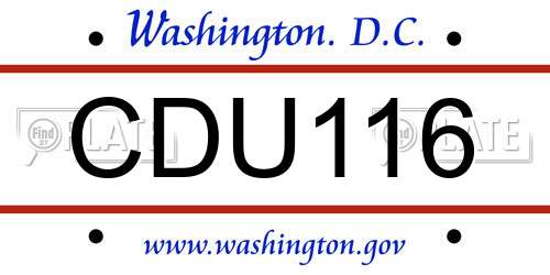 CDU116 District Of Columbia License Plate