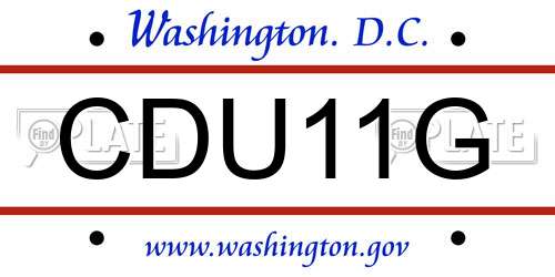 CDU11G District Of Columbia License Plate