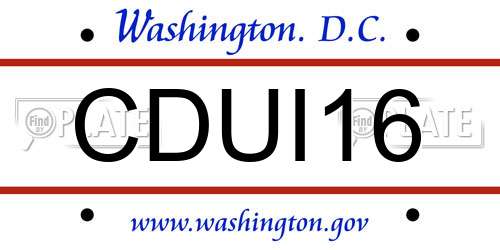 CDUI16 District Of Columbia License Plate