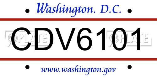 CDV6101 District Of Columbia License Plate