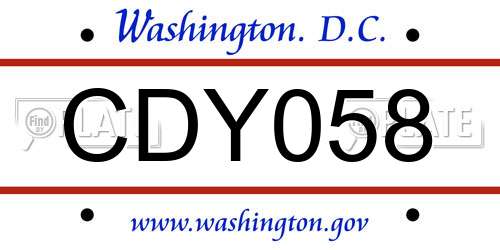 CDY058 District Of Columbia License Plate
