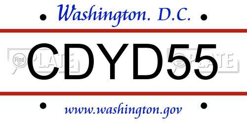 CDYD55 District Of Columbia License Plate