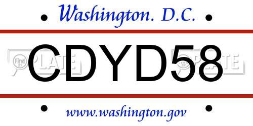 CDYD58 District Of Columbia License Plate