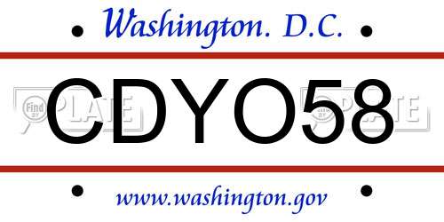 CDYO58 District Of Columbia License Plate