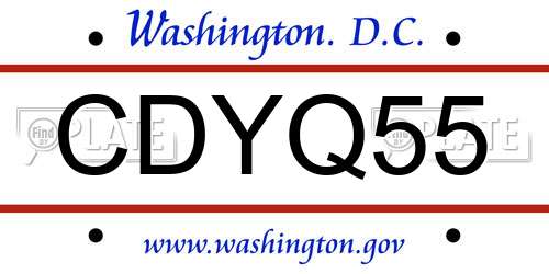 CDYQ55 District Of Columbia License Plate