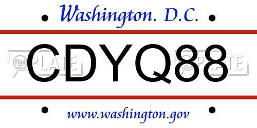 CDYQ88 District Of Columbia License Plate