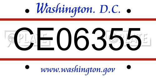 CE06355 District Of Columbia License Plate