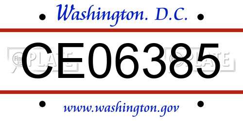 CE06385 District Of Columbia License Plate