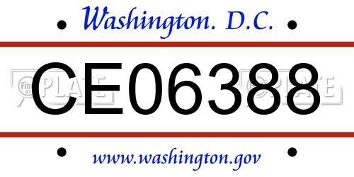 CE06388 District Of Columbia License Plate