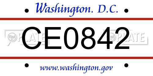 CE0842 District Of Columbia License Plate