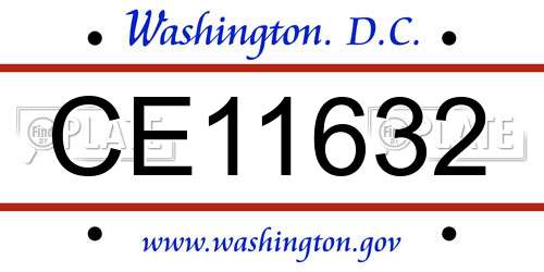 CE11632 District Of Columbia License Plate