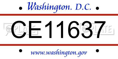 CE11637 District Of Columbia License Plate
