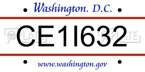 CE1I632 District Of Columbia License Plate