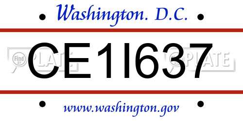 CE1I637 District Of Columbia License Plate