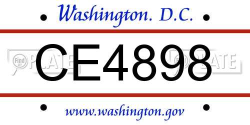 CE4898 District Of Columbia License Plate