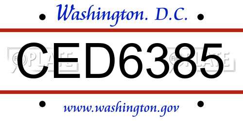 CED6385 District Of Columbia License Plate