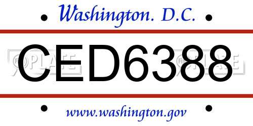 CED6388 District Of Columbia License Plate