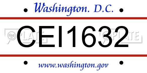 CEI1632 District Of Columbia License Plate