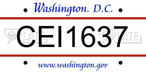 CEI1637 District Of Columbia License Plate