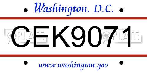 CEK9071 District Of Columbia License Plate