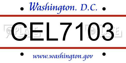 CEL7103 District Of Columbia License Plate