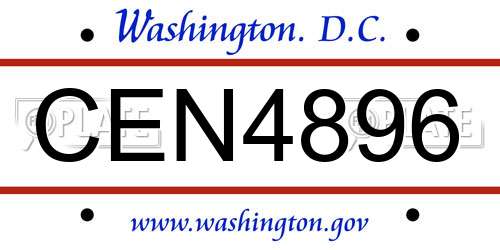 CEN4896 District Of Columbia License Plate