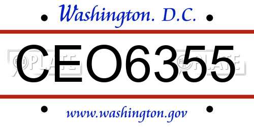 CEO6355 District Of Columbia License Plate