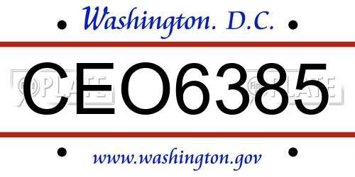 CEO6385 District Of Columbia License Plate